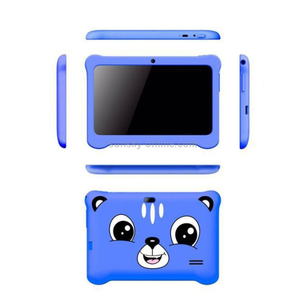 Q818 Kids Education Tablet PC, 7.0 inch, 512MB+8GB, Android 4.4 Allwinner A33 Quad Core 1.3GHz, Support WiFi / Bluetooth / OTG / FM / Dual Camera, with Silicone Case, US Plug(Blue)