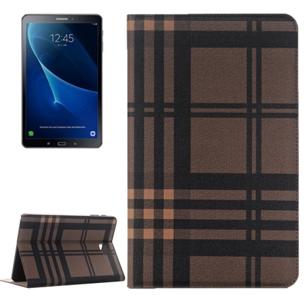 For Galaxy Tab A 10.1 / T580 Lattice Stripes Texture Horizontal Flip Leather Case with Holder & Card Slots & Wallet(Coffee)