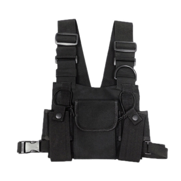 Hip-Hop Functional Chest Bag Vest Trendy Backpack(Black)