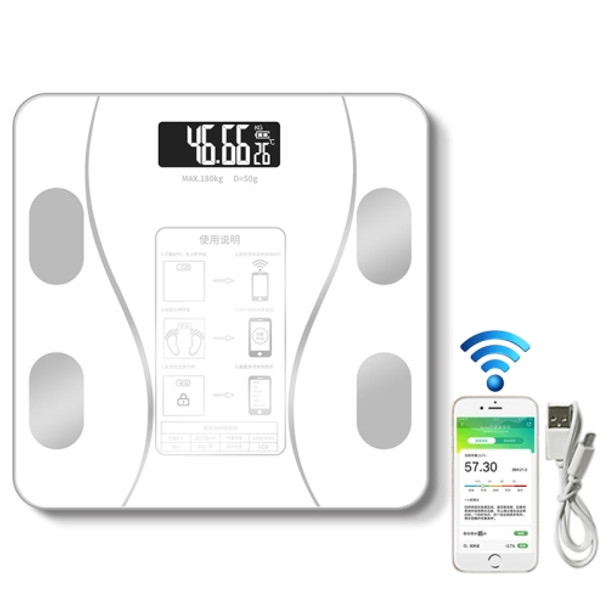 Household Smart Body Fat Electronic Weighing Scale, USB Charging Version (White)