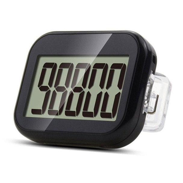 CR838 LCD Large Screen 3D Electronic Pedometer with Back Buckle(Black)