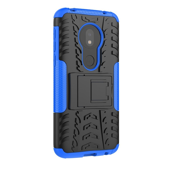 Tire Texture TPU+PC Shockproof Case for Motorola Moto G7 Play, with Holder (Blue)