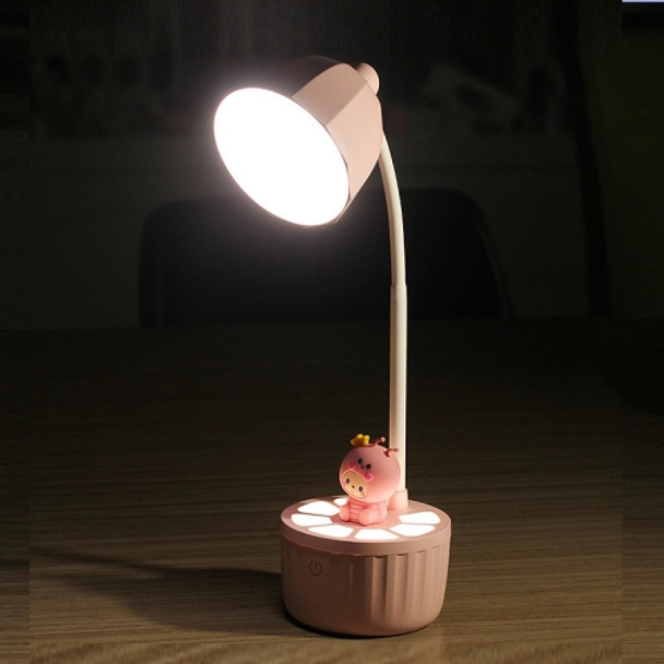 2102 LED Eye Protection Lighting Reading Desk Lamp, Style: with Doll (Pink)