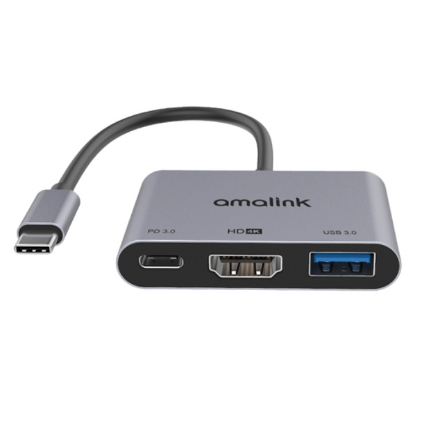 amalink 9175D Type-C / USB-C to HDMI + USB 3.0 + PD HUB Adapter(Grey)