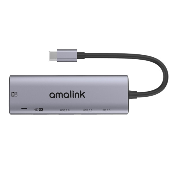 amalink 95126 Type-C / USB-C to Dual HDMI + 2 Ports USB + PD 3.0 Multi-function HUB(Grey)