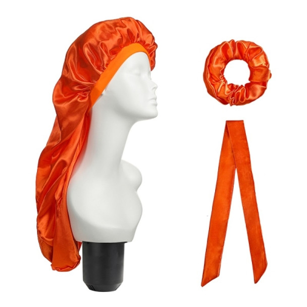 3 PCS/Set Hair Care Long Cap + Turban + Hair Ring(Orange)