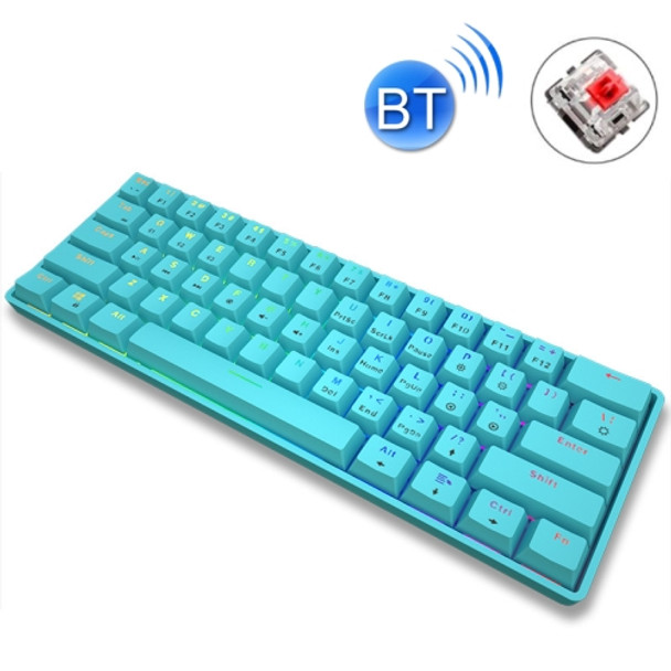 LEAVEN K28 61 Keys Gaming Office Computer RGB Wireless Bluetooth + Wired Dual Mode Mechanical Keyboard, Cabel Length:1.5m, Colour: Red Axis (Blue)