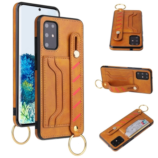 For Huawei P40 Wristband Wallet Leather Phone Case(Yellow)