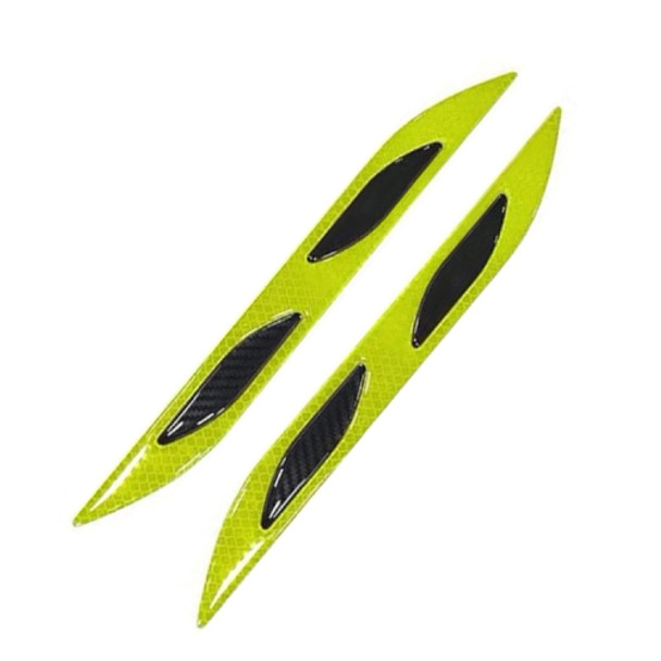 2 Sets Carbon Fiber Warning Sticker Car Anti-Collision Strip Leaf Plate Reflective Sticker Hood Light Eyebrow Anti-Collision Drops Sticker(4 PCS   (Bumper Fluorescent Yellow))