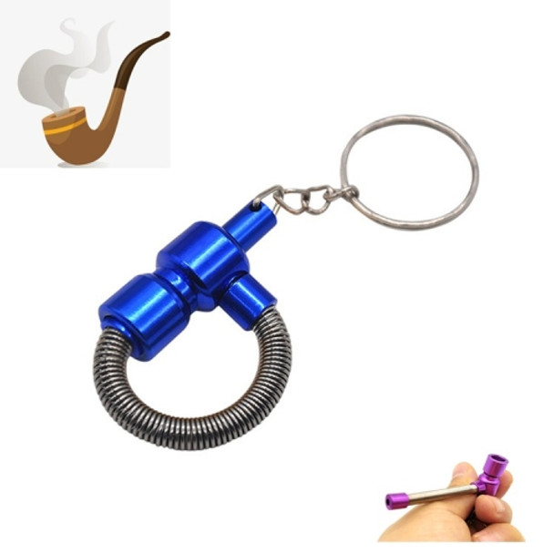 2 PCS Creative Spring Portable Pipe Removable Keychain Metal Pipe(Blue)