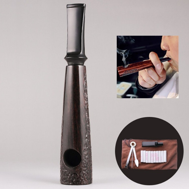 ADOUS Ebony Handmade Portable Pipe Cigar Pipe Straight Mini Pipe(Ebony Carved)