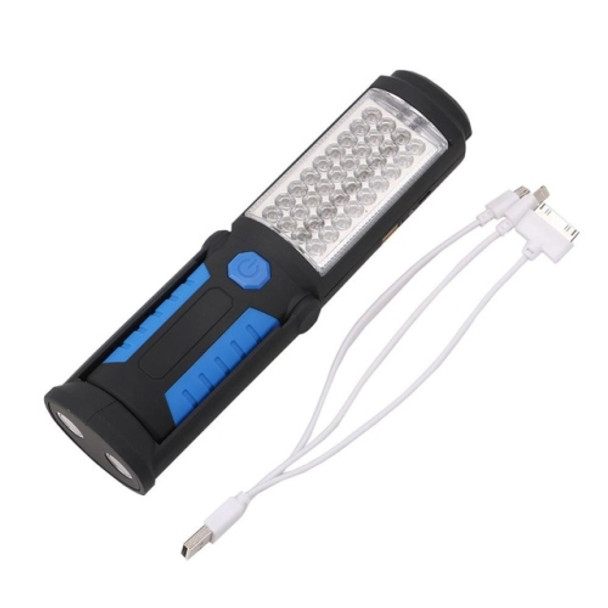 3W USB Charging 36+5LEDs Magnetic Work Flashlight Outdoor Emergency Inspection Work Torch Light(Blue)