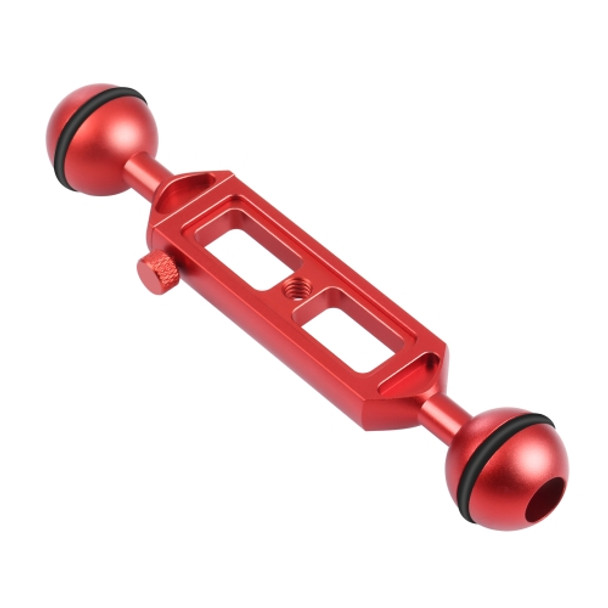 PULUZ 7.9 inch 20cm Adjustable Aluminum Alloy Dual Balls Arm with 1/4 Thread, Ball Diameter: 25mm(Red)