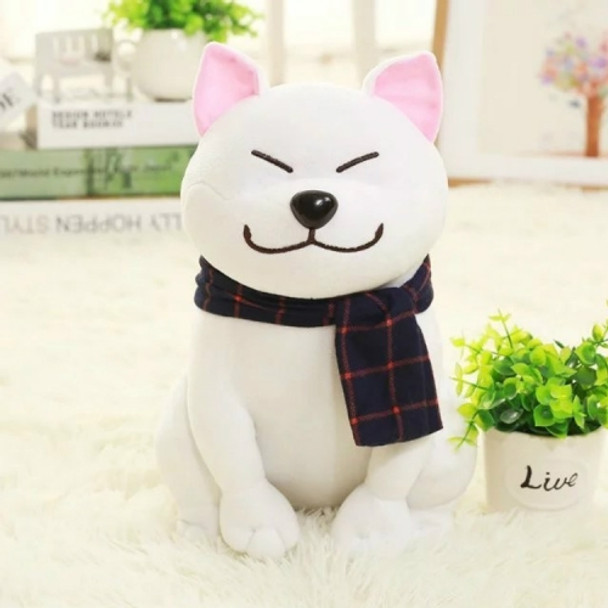 Couple Scarf Shiba Inu Dog Plush Toy, Color: White, Size:45cm