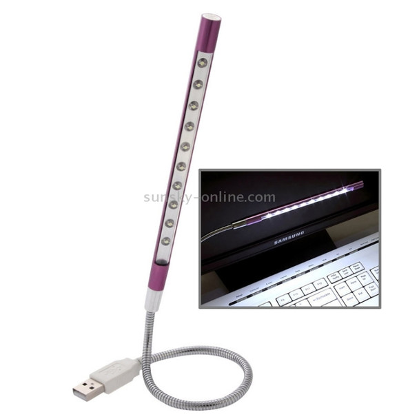 Portable Ultra Bright USB LED Light, 10-LED (Purple)