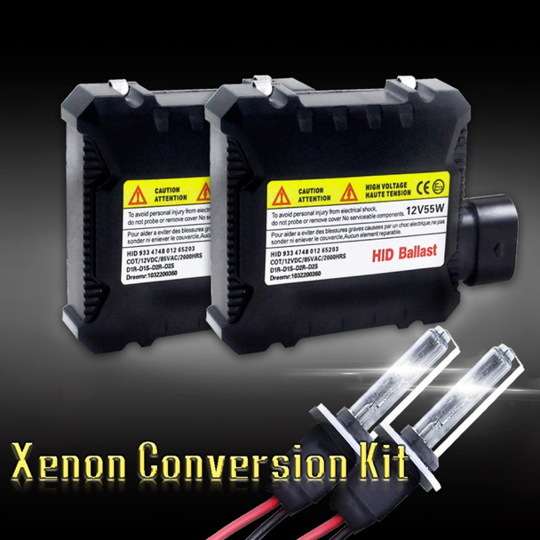 55W 880/881/H27 6000K HID Xenon Conversion Kit with High Intensity Discharge Alloy Slim Ballast, White