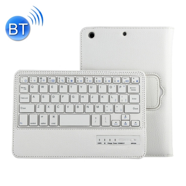 For iPad mini 4 / mini 3 / mini 2 / mini Detachable Bluetooth Keyboard and Leather Case with Holder(White)