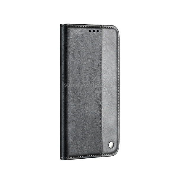 Business Solid Color Stitching Horizontal Flip Leather Case for Galaxy S10e, with Holder & Card Slots & Wallet & Lanyard (Grey)