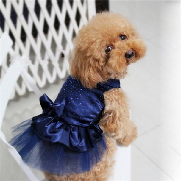 Pet Clothing Pet Hot Drilling Wedding Dress Skirt, Size:S(Blue)