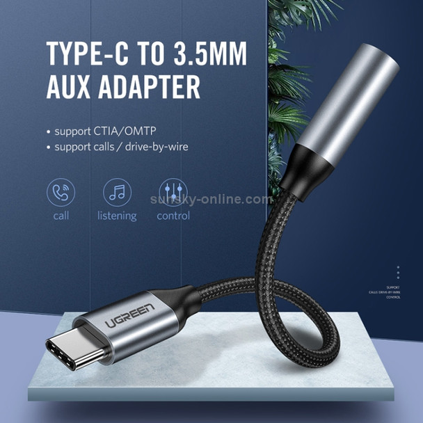 UGREEN 10cm USB-C / Type-C Male to 3.5mm Audio Female Adapter Converter