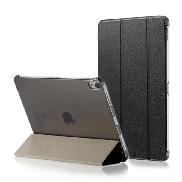 Silk Texture Horizontal Flip Magnetic PU Leather Case for iPad Pro 11 inch (2018), with Three-folding Holder & Sleep / Wake-up Function(Black)
