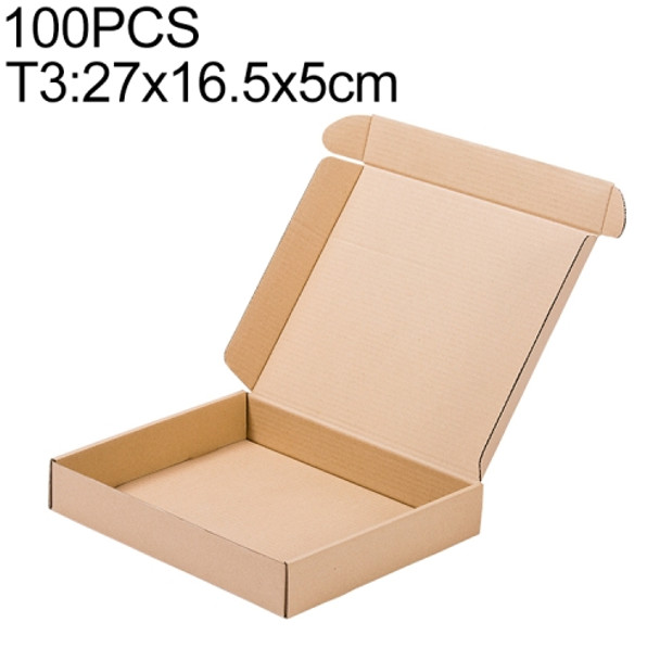 100 PCS Kraft Paper Shipping Box Packaging Box, Size: T3, 27x16.5x5cm