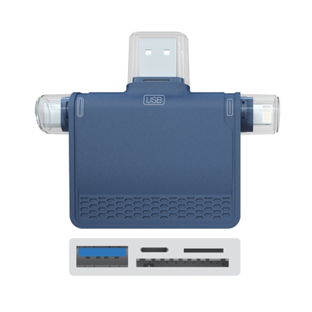 NK-939C 3 in 1 USB to USB-C / Type-C + 8PIN Multifunctional Docking Station (Blue)