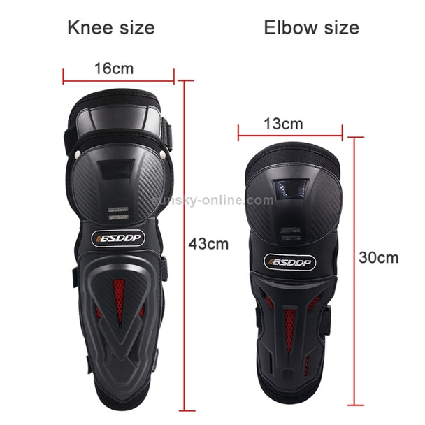 BSDDP 4 PCS Motorcycle Cycling Knee Elbow Protector Cover (Red)