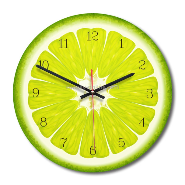 Fruit Lime Pattern Home Office Bedroom Decoration Acrylic Mute Wall Clock, Size : 28cm