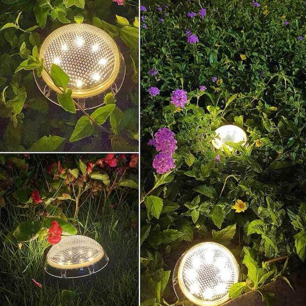 8 LEDs Solar Circular Underground Light Outdoor Waterproof Lawn Stair Light, Light Color: Warm White Light