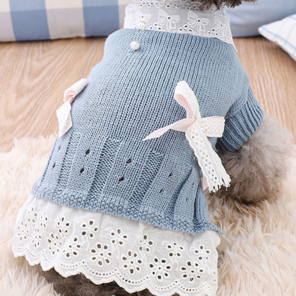 Autumn Puppy Clothes Teddy Bichon Hiromi Autumn And Winter Clothes Thick Wool Skirt, Size: M(Blue)