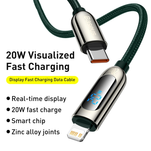 Baseus CATLSK-A06 20W USB-C / Type-C to 8 Pin Display Fast Charging Data Cable, Cable Length: 2m(Dark Green)