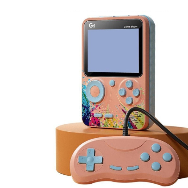 G5 Retro Children Macaron Handheld Game Console Color Screen Built-In 500 Games, Style: Double (Pink)