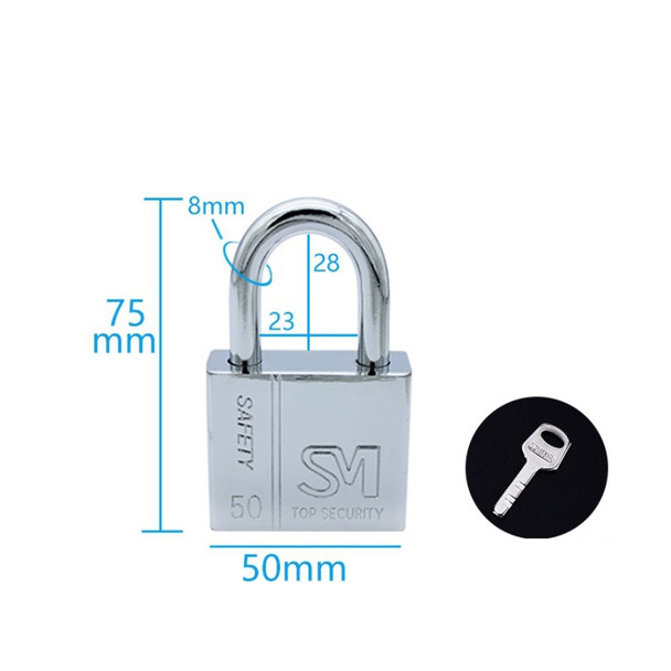 4 PCS Square Blade Imitation Stainless Steel Padlock, Specification: Short 50mm Open