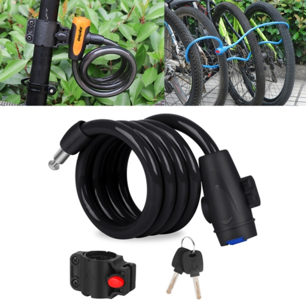 Bicycle Portable Anti-theft Lock Steel Cable Lock with Lock Frame, Style:B Style 120cm Black