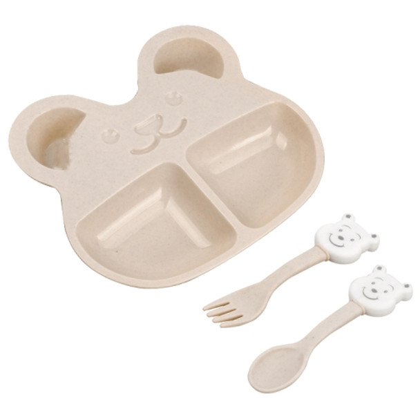 Wheat Straw Bear Cartoon Cutlery Set(Beige)