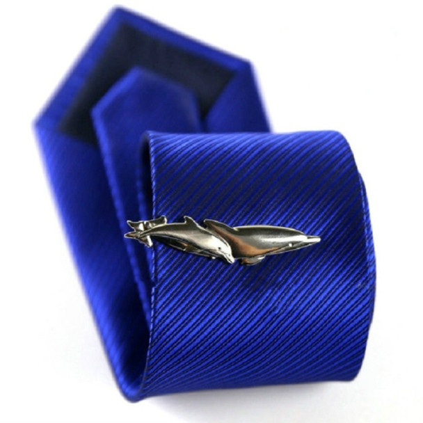 Men Signature Metal Tie Clip Clothing Accessories(Two Dolphins)