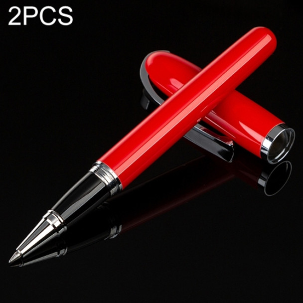 2 PCS Black Roll Ball Pen Ballpoint Pens School Office Stationery Luxury Birthday Gift(Red)