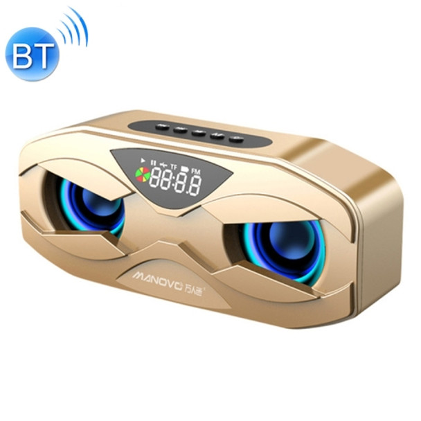 M5 Cool Owl Design Bluetooth Speaker LED Flash Wireless Loudspeaker FM Radio Alarm Clock TF Card(Gold)