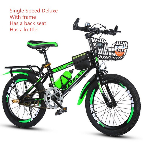 20 Inch Childrens Bicycles 7-15 Years Old Children Without Auxiliary Wheels, Style:Single Speed Luxury(Black Green)