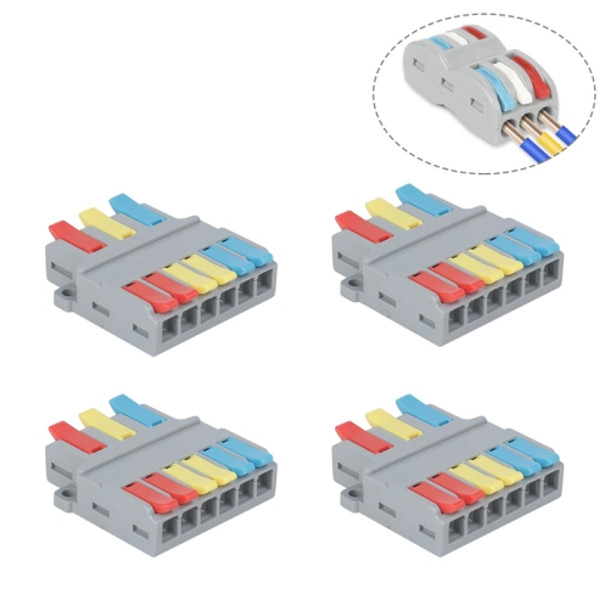 4 PCS LT-636 3 In 6 Out Colorful Quick Line Terminal Multi-Function Dismantling Wire Connection Terminal