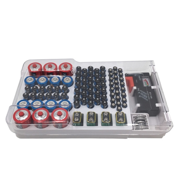 JK-19070823 Battery Storage Box With Battery Capacity Tester(white)