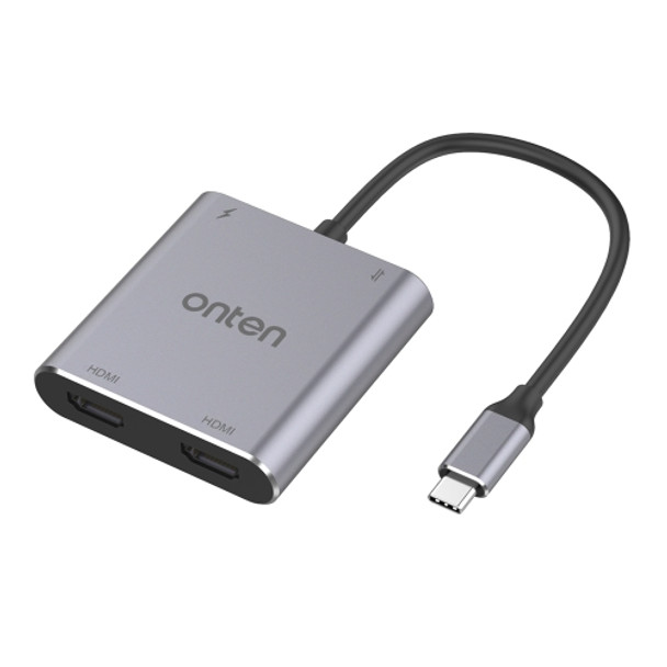 Onten 9175K 4 in 1 USB-C / Type-C to Dual HDMI + USB 3.0 + PD3.0 USB-C / Type-C Charging Port 4K HD Video Converter