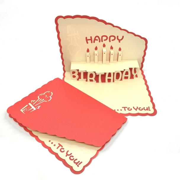 3 PCS 3D Paper Carving Hollow Greeting Card Birthday Wishes Thank You Card(Red)