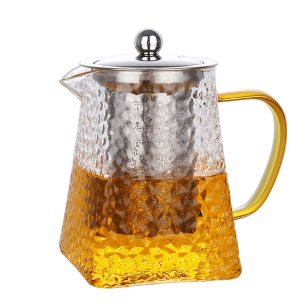 Thickened High Temperature Resistant Hammered Pattern Square Filter Teapot, Style:550ml teapot