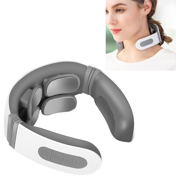 4-head Neck Protector Pulse Multifunctional Intelligent Cervical Massager Rechargeable Version(White)