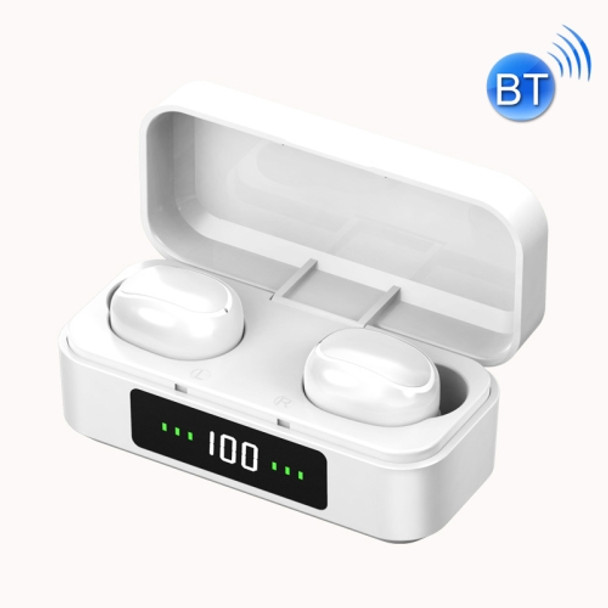 TWS Noise Cancelling In-Ear Digital Display Touch Wireless Bluetooth Earphone(White)