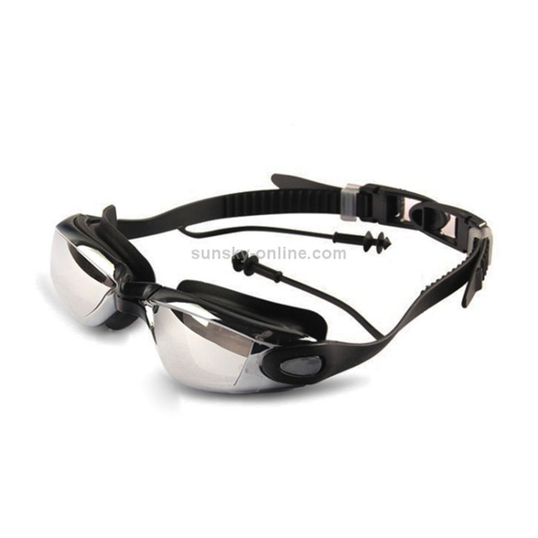 YJ003 Electroplating HD Anti-fog Swimming Glasses Waterproof Diving Equipment for Man and Women(Black)