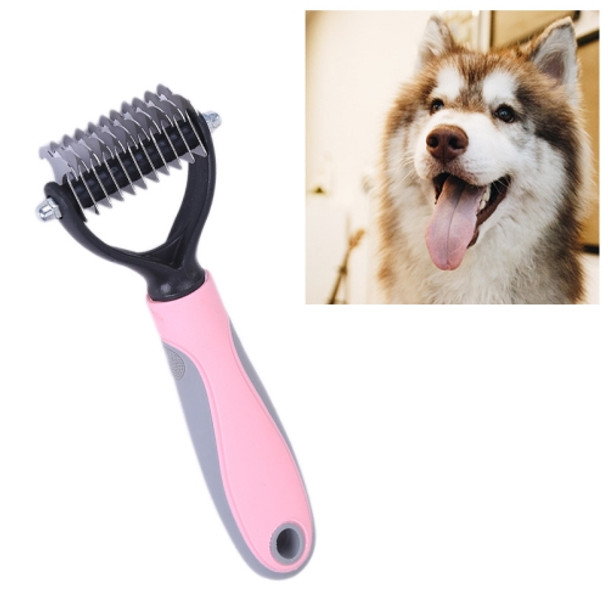 Pet Comb Beauty Cleaning Supplies Dog Stainless Steel Dog Comb, Size: 18x5cm (Pink)