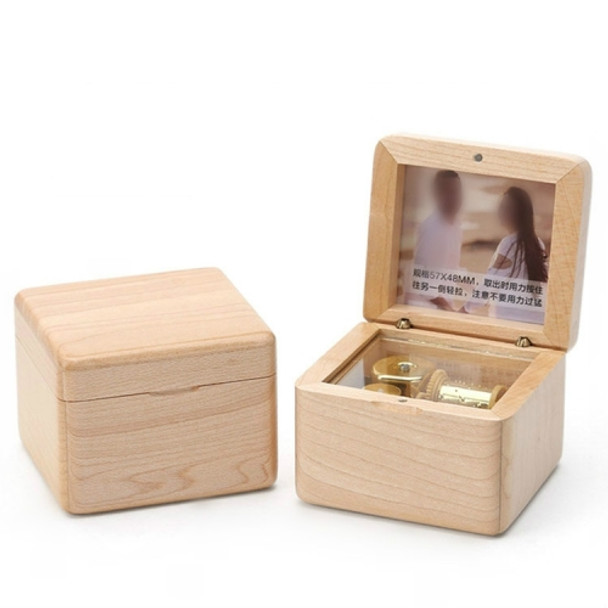 Wooden DIY Photo Music Box Children Birthday Gift Music Box, Music:Spirited Away(Maple-no Lettering)